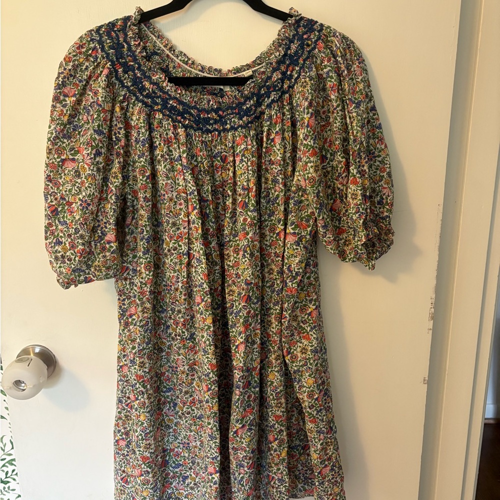 Doen Floral Midi Dress in Navy, Pink, Green